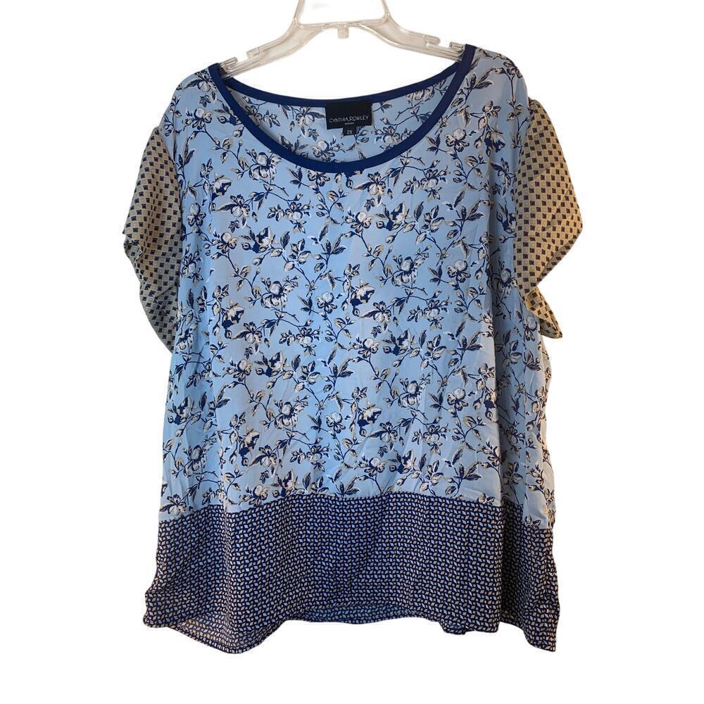 CYNTHIA ROWLEY WOMEN Paisley Print Short Sleeve Top / Size: 2X